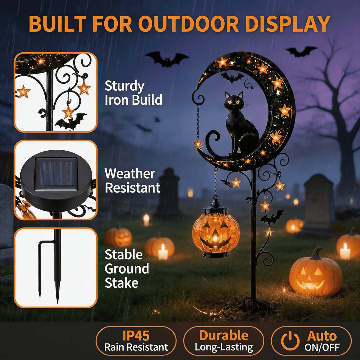 Clearance! Highland Cow Solar Garden Light, 18in Garden Statue with LED Glow, Waterproof Outdoor Yard Decor Stake, Resin Lawn Pathway Light for Backyard Patio Porch Halloween Gift
