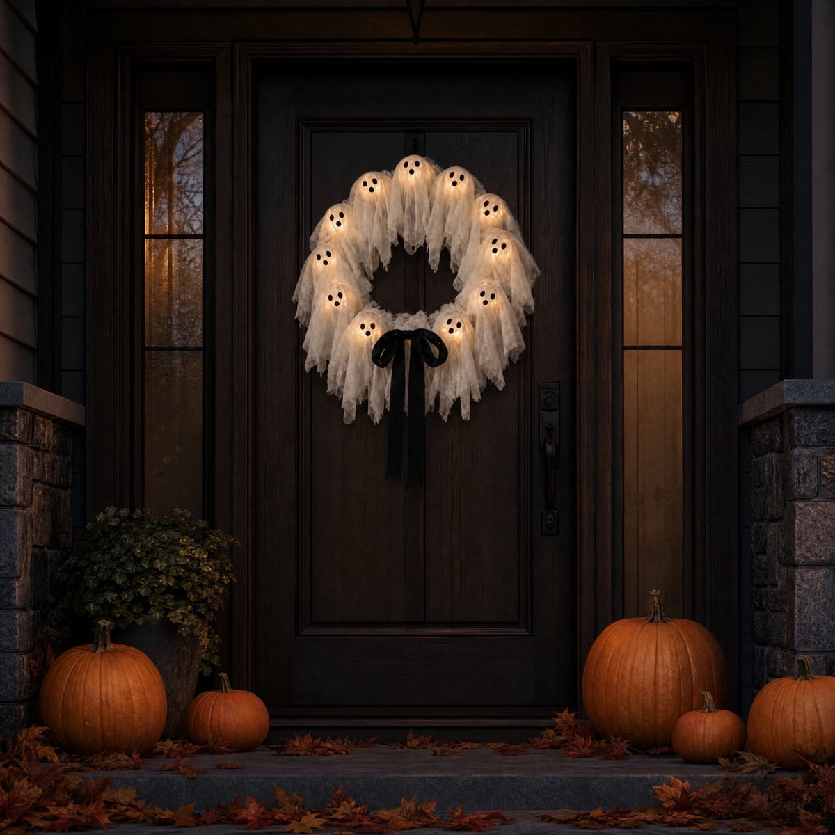 Gcvizuso Halloween Wreath with LED Light String, Purple Rose Black Crow Oval Spooky Twig Wreath for Front Door Window Fireplace Decor
