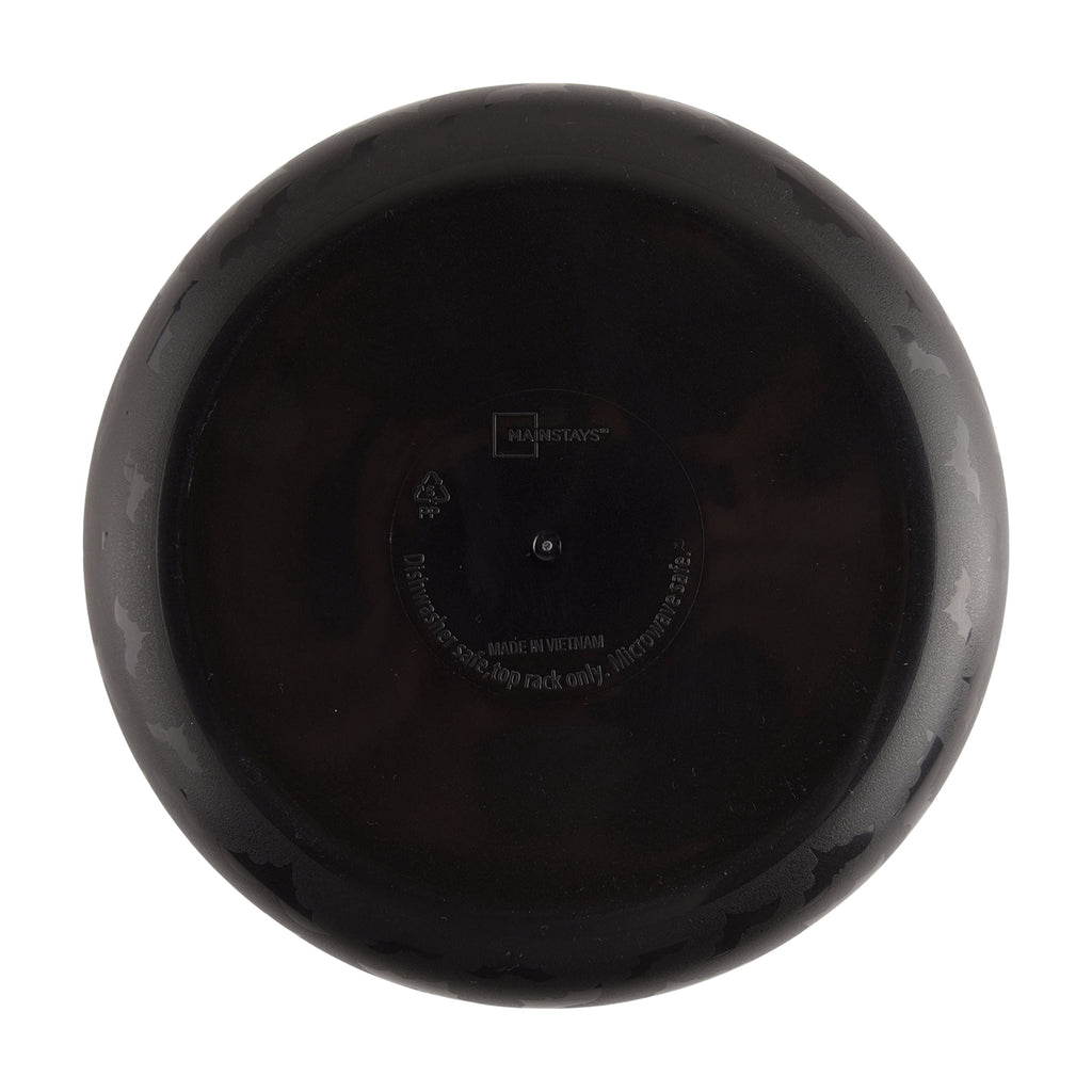 Mainstays 42 oz Round Plastic Dinner Bowl, Etched Bats, Black
