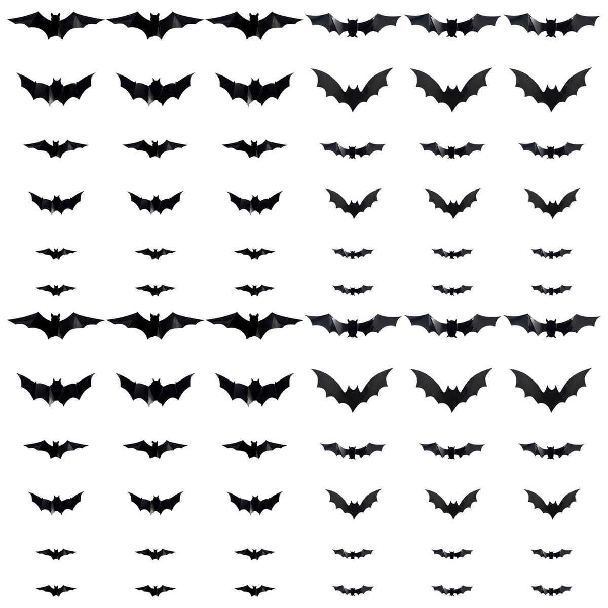 CQHVKQ 60 PCS Halloween Bats Decorations, Realistic 3D LED Bats Wall Stickers Decor, Assorted Size Removable Lighted PVC Bats DIY Wall Sticker for Halloween Party, Bedroom, Home, Indoor and Outdoor