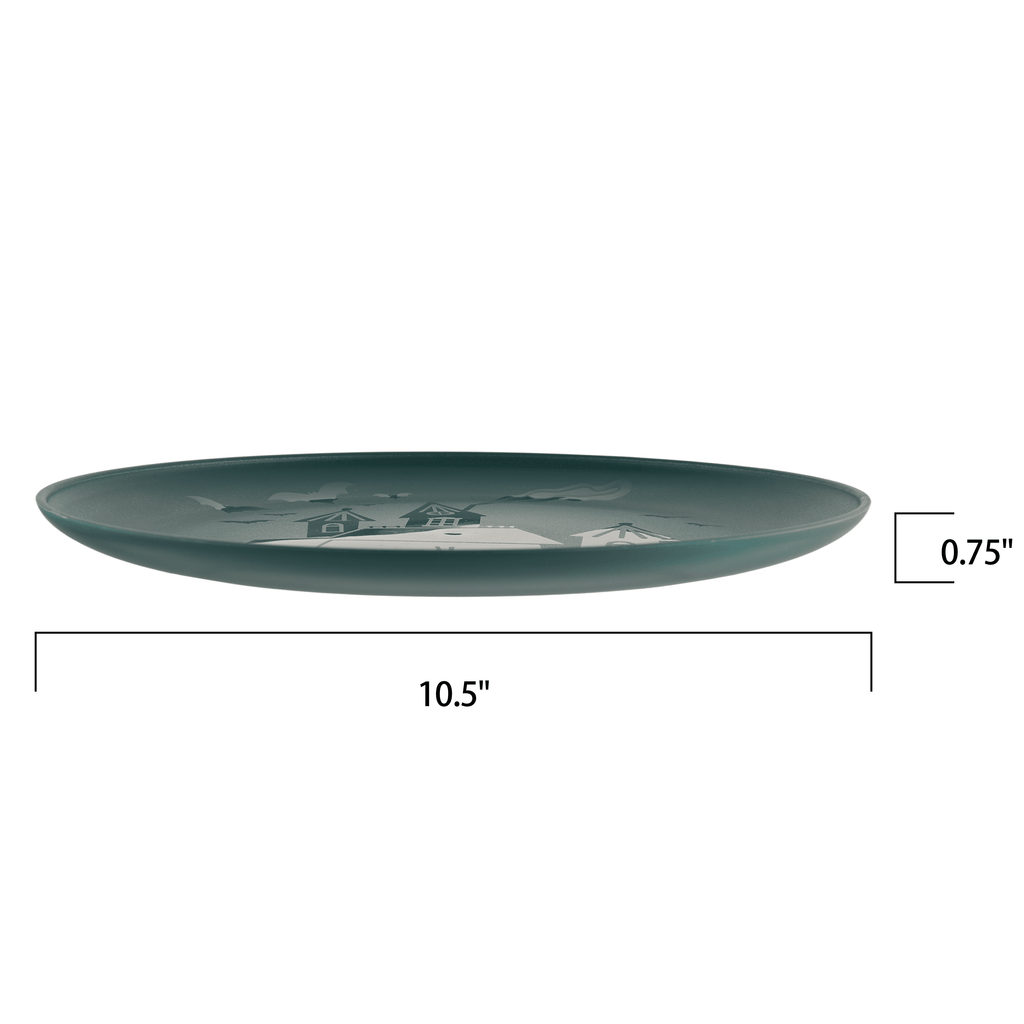 Mainstays 10.5 in Round Plastic Halloween Bats Dinner Plate, Black