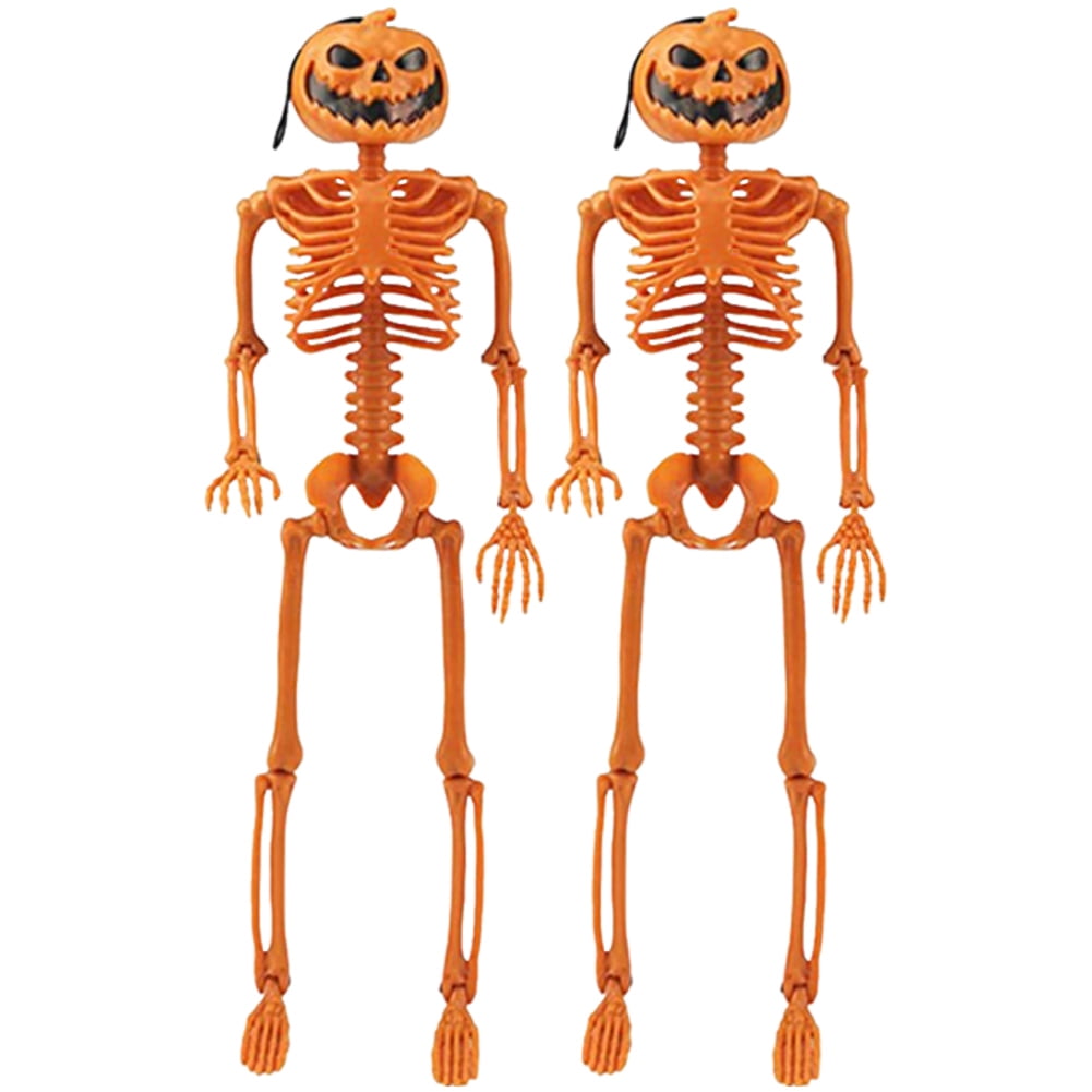 2Pcs 15" Halloween Pumpkin Skeleton for Yard Garden Props Halloween Party Decor