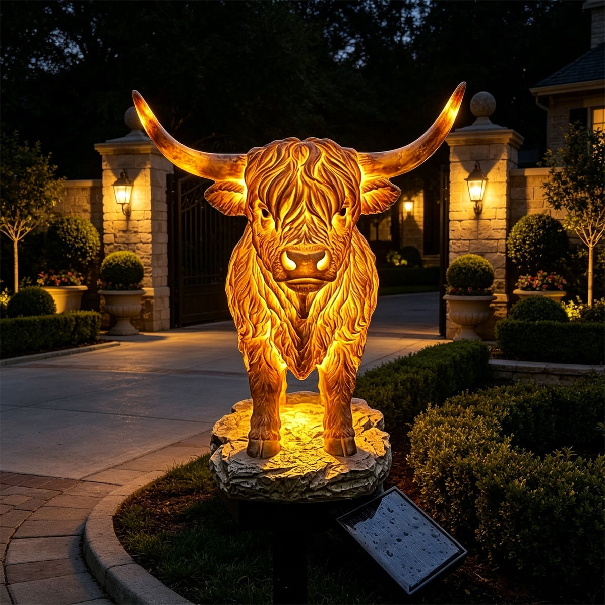 Clearance! Highland Cow Solar Garden Light, 18in Garden Statue with LED Glow, Waterproof Outdoor Yard Decor Stake, Resin Lawn Pathway Light for Backyard Patio Porch Halloween Gift