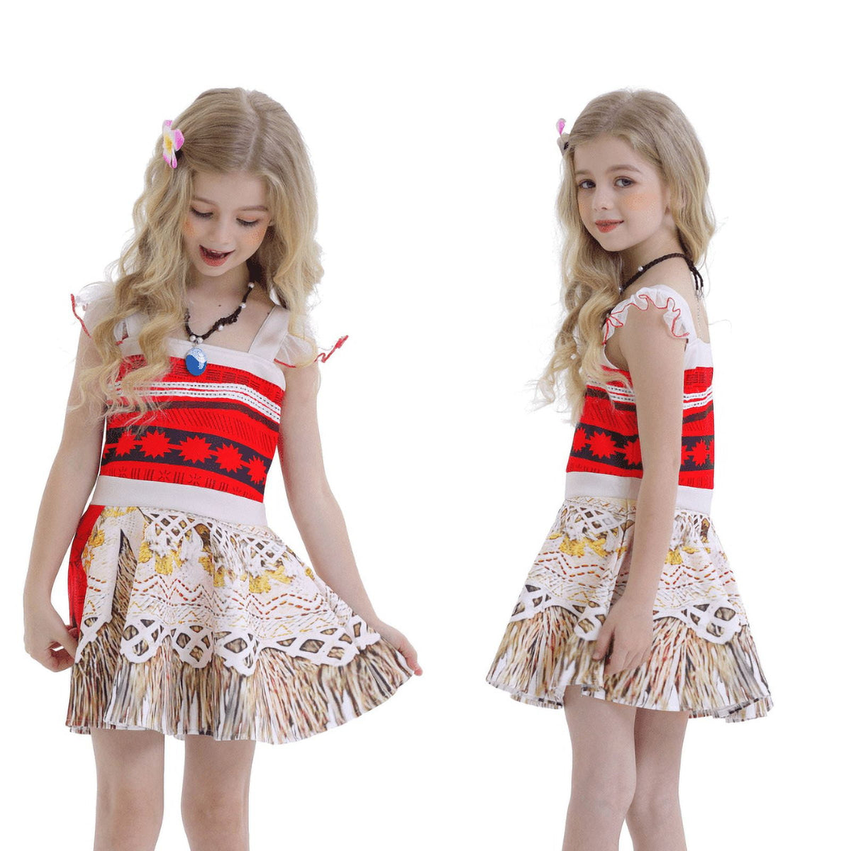 Jurebecia Princess Costume for Girls Dress Halloween Cosplay Outfits Birthday Fancy Tween Dress with Accessories 130 cm 7-8 Years